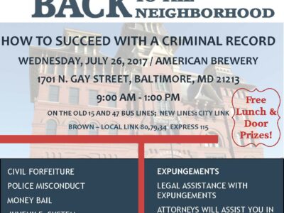 Back to the Neighborhood Community Event: How to Succeed with a Criminal Record