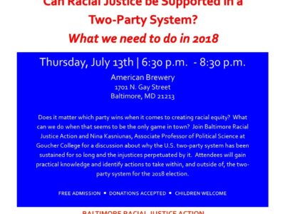 Join us for Baltimore Racial Justice Action’s July Event at Humanim