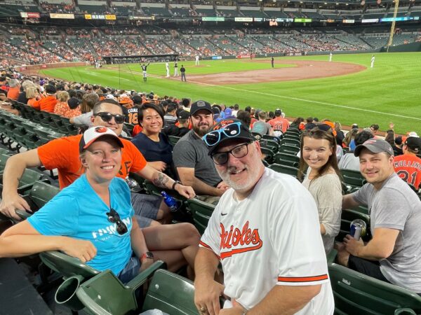 Group of people at a baseball game